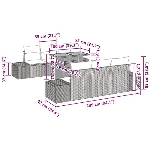Zestaw Sof na Ogród z przechowywaniem 7 pcs Szary Polirattan na Arena.pl