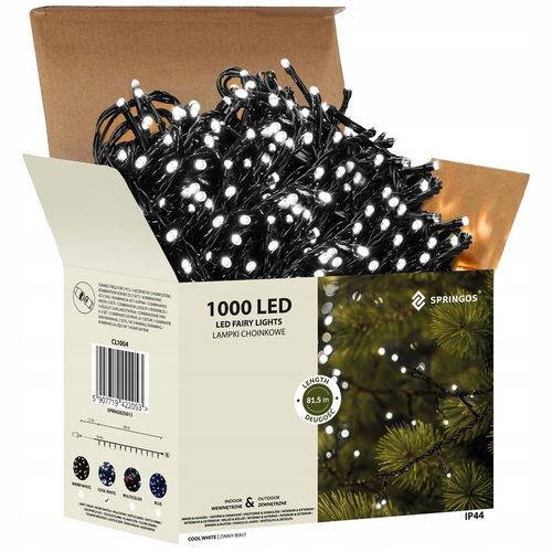 LAMPKI CHOINKOWE 1000 LED 80M ZEW/WEW NA CHOINKĘ ZIMNY BIAŁE ŚWIĄTECZNE na Arena.pl