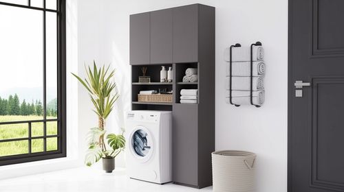 Szafka Do Łazienki Słupek Łazienkowy Antracyt Szary Tip On Stojący na Arena.pl