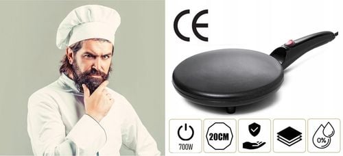 NALEŚNIKARKA ELEKTRYCZNA PATELNIA ELEKTRYCZNA CZARNA 20CM 700W na Arena.pl