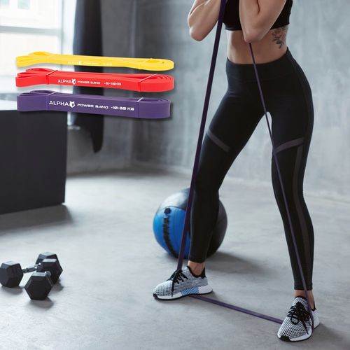 Zestaw 3 Gum Oporowych do Ćwiczeń z Uchwytem Gratis - Power Band ALPHA na Arena.pl