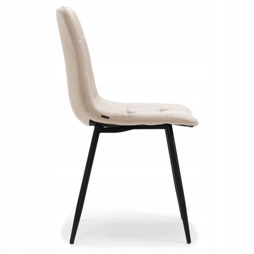 KRZESŁO TAPICEROWANE PIKOWANE WELUROWE DO SALONU JADALNI BEŻOWE PARMA na Arena.pl