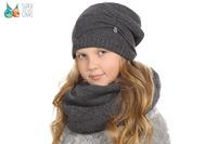 Ander Kokarda komplet z pomponem na zimę dla dziewczynkę szary 48-50