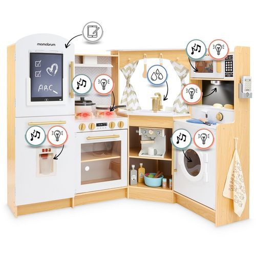 DUŻA DREWNIANA KUCHNIA INTERAKTYWNA XXXXL Z OŚWIETLENIEM LED - 50 ELEMENTÓW na Arena.pl