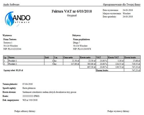 FV-Ando - program do fakturowania, faktur VAT na Arena.pl
