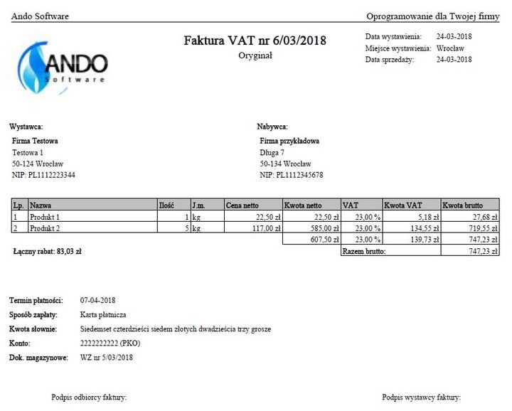 FV-Ando - program do fakturowania, faktur VAT zdjęcie 2