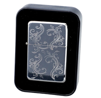 Srebrna Zapalniczka Benzynowa Z Gotowym Grawerem Roślin Gentelo