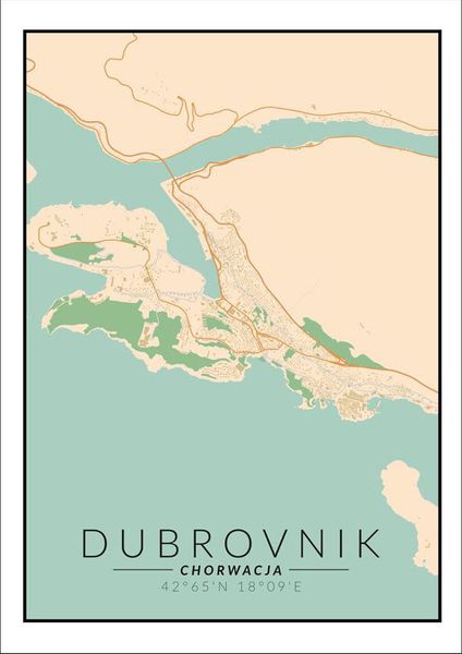 Dubrownik mapa kolorowa - plakat 30x40 cm zdjęcie 1