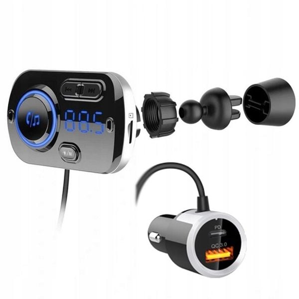 TRANSMITER BLUETOOTH FM SAMOCHODOWY 2X SZYBKA ŁADOWARKA AUX USB-C zdjęcie 11