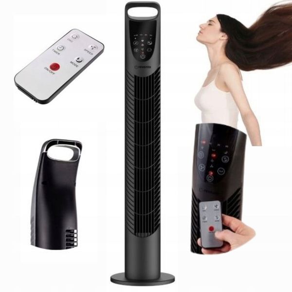 Wentylator Wiatrak Kolumnowy Obrotowy + PILOT Revento Zephyr Black Czarny zdjęcie 1