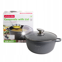 GARNEK BRYTFANNA 2,3L kamienny INDUKCJA GAZ Z POKRYWKĄ non-stick