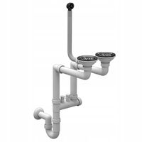 Syfon Zlewozmywak CZARNY Przyścienny Ręczny 2 kom