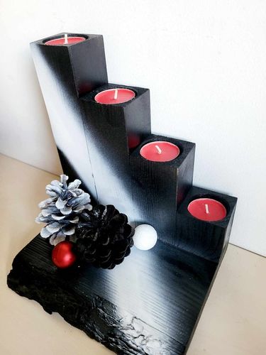 STROIK Świąteczny ŚWIECZNIK ADWENTOWY Z DREWNA Ozdoba BOŻE NARODZENIE DUŻY na Arena.pl