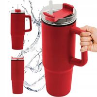 KUBEK TERMICZNY Z UCHWYTEM 900 ml ze słomką duży do auta Kubek na wodę kawę