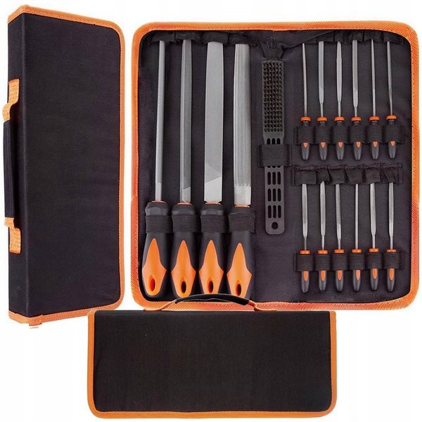 Zestaw pilników do metalu drewna iglaki iglaków tarniki zdzieraki etui 18el zdjęcie 1