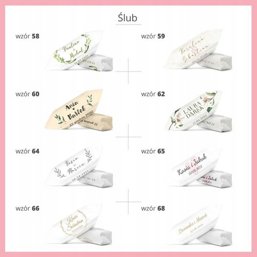 KRÓWKI NA ŚLUB CHRZEST KOMUNIĘ 1 KG Personalizowane krówki prezentowe na Arena.pl