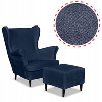 Fotel uszak Bella podnóżkiem skandynawski Family Meble granatowy niebieski