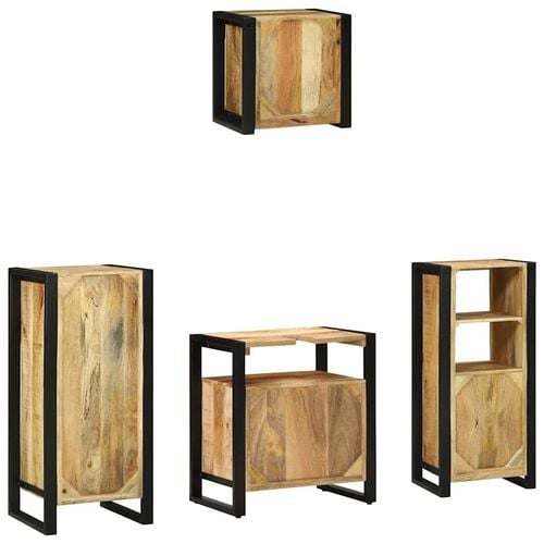 Zestaw mebli łazienkowych z półką 4 pcs Brązowy Drewno z mango na Arena.pl