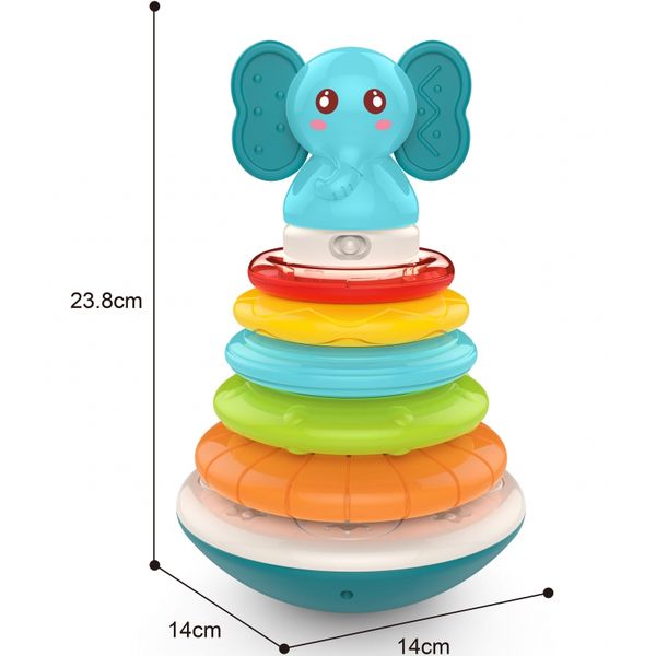 WOOPIE BABY Piramida Wieża Interaktywna Słonik z Obręczami Grzechotka zdjęcie 11