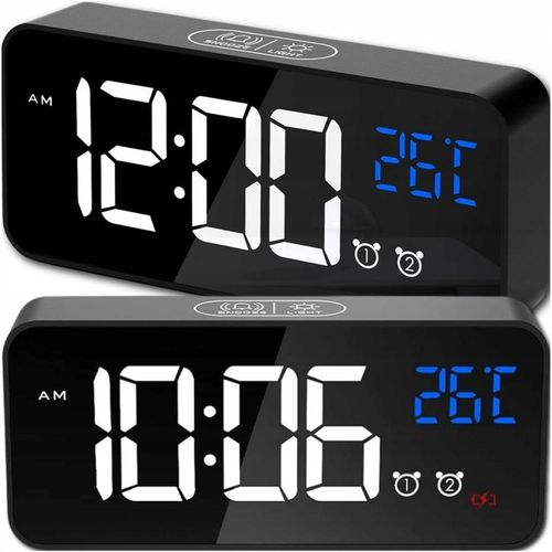 BUDZIK ELEKTRONICZNY ZEGAR LED CYFROWY STOJĄCY TERMOMETR ALARM DATA + USB na Arena.pl