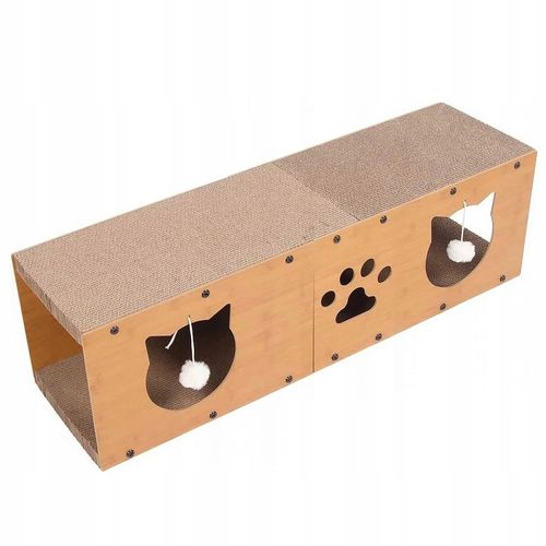 DRAPAK TEKTUROWY DLA KOTA DUŻY DOMEK KARTONOWY LEGOWISKO Z ZABAWKĄ na Arena.pl