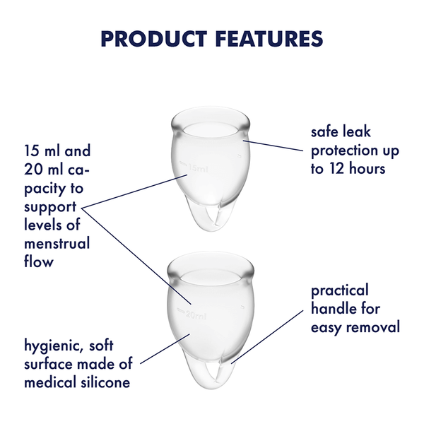 Satisfyer Feel Confident Menstrual Cup Set Transparent zdjęcie 5