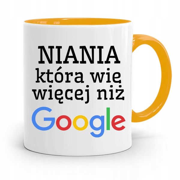 Dla Niani Opiekunki Kubek Żółty Na Prezent Z Nadrukiem Ze Zdjęciem zdjęcie 1