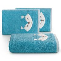 Bawełniany ręcznik Baby70 100X100 cm niebieski kaptur aplikacja