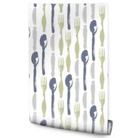 Tapeta Ścienna Malowane SZTUĆCE Widelce Noże Łyżki