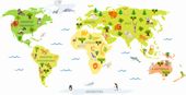Naklejka na ścianę dla dzieci MAPA świata ZWIERZĘTA 100cm