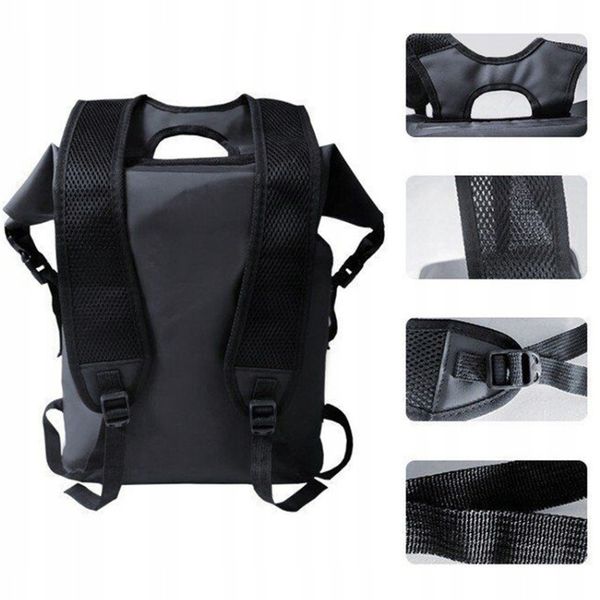 WODOSZCZELNY PLECAK TORBA WOREK WODOOPORNY 25L PODRÓŻNY TURYSTYCZNY CZARNY zdjęcie 7