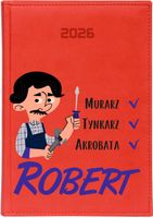 KALENDARZ A5 2026 DZIENNY terminarz z nadrukiem MURARZ TYNKARZ AKROBATA