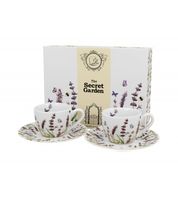FILIŻANKI ZE SPODKIEM DO ESPRESSO DUO CLASSIC LAVENDER LAWENDA 90 ML 2 SZT