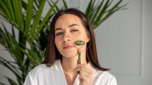 WAŁEK JADEITOWY DO TWARZY ROLLER + PŁYTKA GUA SHA ZESTAW PREZENT ACUS MED na Arena.pl