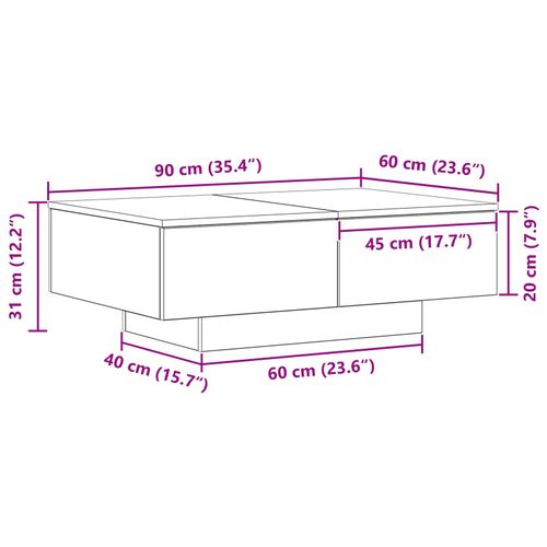 Stolik kawowy  Czarny Dąb 90x60x31 cm z drewna inżynieryjnego na Arena.pl