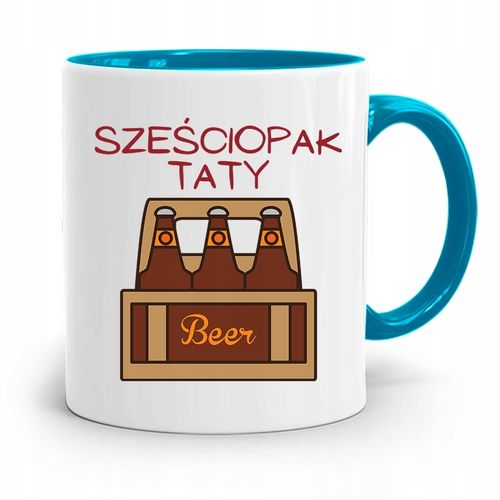 Kubek Błękitny Dla Taty Ojca Sześciopak Taty Z Nadrukiem Ze Zdjęciem na Arena.pl