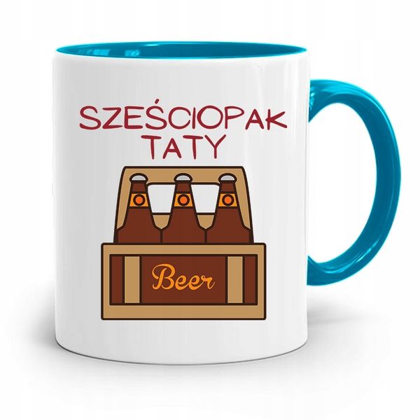 Kubek Błękitny Dla Taty Ojca Sześciopak Taty Z Nadrukiem Ze Zdjęciem zdjęcie 1