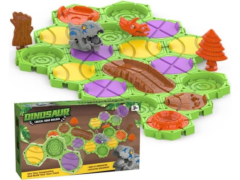Gra Logiczna, Zbuduj Tor Dla Dinozaura, Trasa, Przeprawa Dla Dinozaura, Klocki, Tor Przeszkód zdjęcie 6