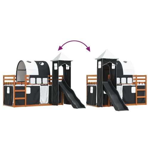 Łóżko na antresoli, ze zjeżdżalnią i zasłonkami, 90x200 cm na Arena.pl