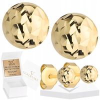 Złote kolczyki KULKI DIAMENTOWANE 7mm 585 GRAWER DEDYKACJA GRATIS