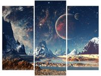 70 90CM OBRAZ 3 ELEM OBCA PLANETA ŚCIENNY DRUK PŁÓTNO