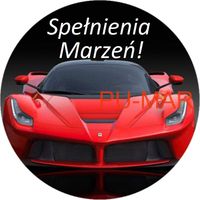 Opłatek na tort Urodziny Ferrari Auto Samochód Logo Bryka Fura Tekst Gratis