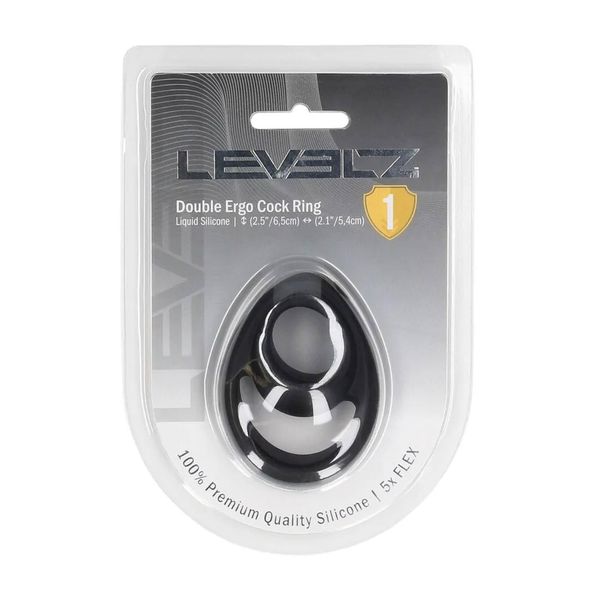 Double Ergo Silicone Cockring - Black zdjęcie 1
