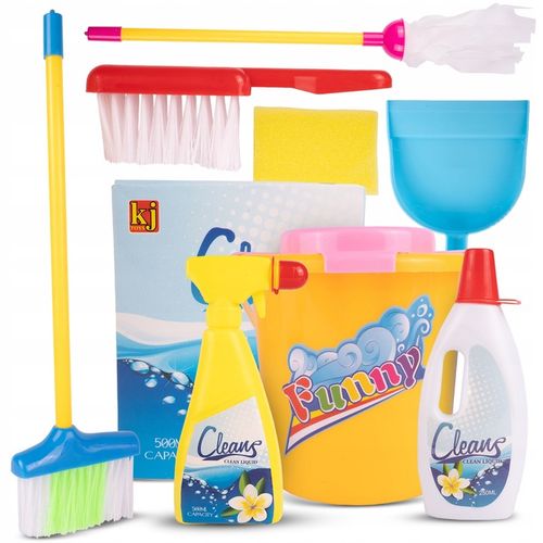 ZESTAW SPRZĄTAJĄCY DO SPRZĄTANIA NA WÓZKU DLA DZIECI WIADERKO MOP ZMIOTKA na Arena.pl