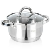 Garnek Stalowy Tradycyjny z Pokrywką do Gotowania Duszenia 18 cm 2L
