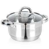 Garnek Stalowy Tradycyjny z Pokrywką do Gotowania Duszenia 18 cm 2L