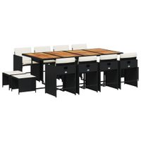 13-cz. zestaw mebli do ogrodu, poduszki, czarny, rattan PE