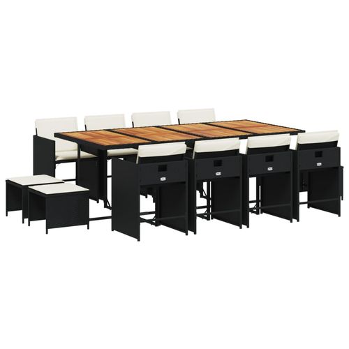 13-cz. zestaw mebli do ogrodu, poduszki, czarny, rattan PE na Arena.pl