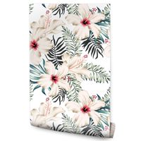 Tapeta Ścienna KWIATY Hibiskusa Liście Tropikalne