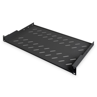 Digitus | Półka stała do szaf rack | DN-19 TRAY-1-SW | Czarny | Półki do montażu stałego można łatwo zainstalować na dwóch przednich szynach profilowych 483 mm (19") w szafie sieciowej lub serwerowej